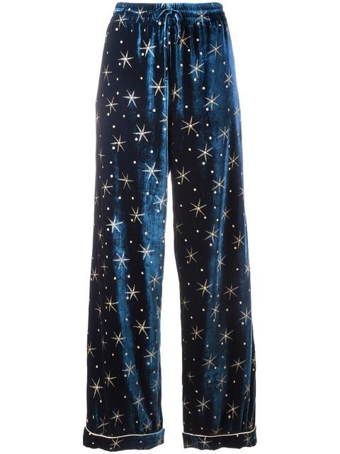 Valentino Star Embroidered Velvet Pyjama Pants | ModeSens