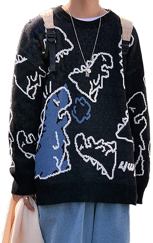 Aelfric Eden Mens Long Sleeve Van Gogh Printed Cable Knit Sweaters Casual Oversized Sweater Pullover