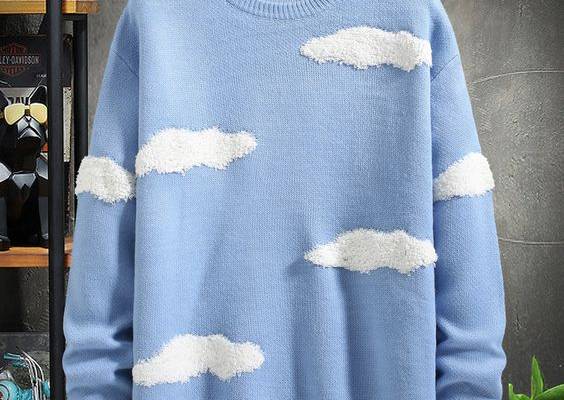 Baby Blue Casual Collar Long Sleeve Fabric Graphic Pullovers Embellished Slight Stretch Spring/Fall Men Clothing