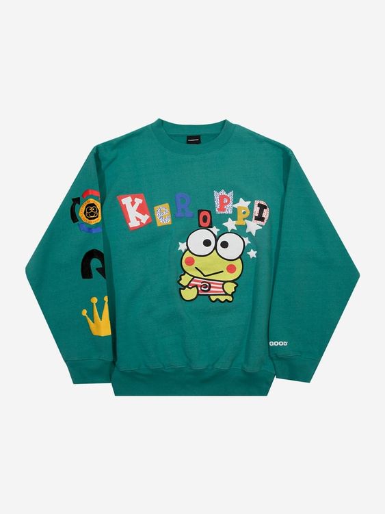 Long sleeve ribbed crew neck sweatshirt 100% Cotton Puff print art on front, back, and sleeves Relaxed unisex fit French Terry Officially Licensed Sanrio Merchandise