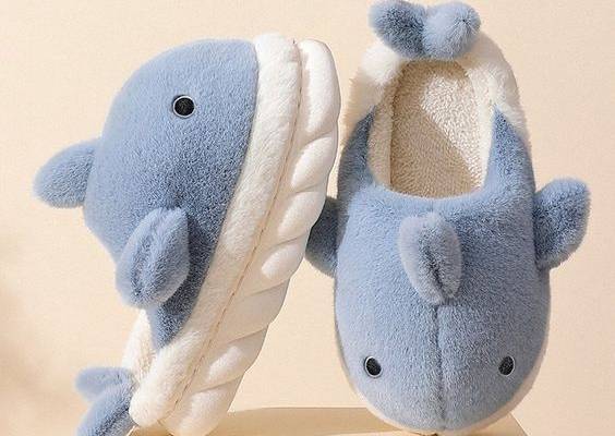 Shark Slippers Soft Sole Furry Shoes Home Bedroom Slippers Women