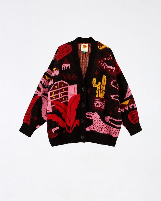 Black Tropical Magic Cardigan – s