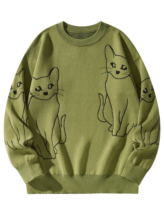 Olive Green Casual Collar Long Sleeve Fabric Cartoon Pullovers Embellished Non-Stretch  Men Clothing