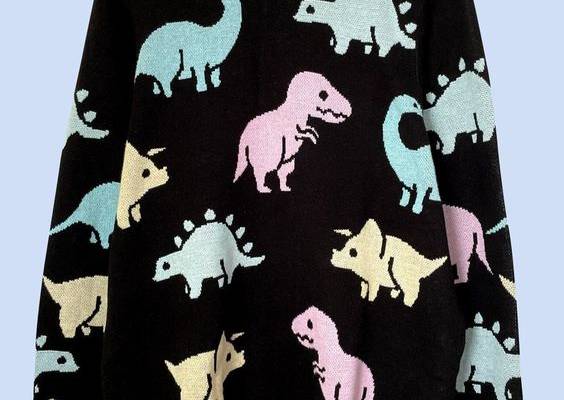 Shipping from USA! Please read about sizing below. Channel your inner fairy-kei with this adorable pastel dinosaur sweater knit pullover that's an essential for the season. Pair it with a cute skirt and boots, or tucked in the front in jeans with a crossbody bag. This design was really popular for the switch skins we had so we decided it would look super adorable as a sweater. :) Comes in two colors: Lavender Purple and Black ★ Embroidery designs on chest an ★ 100% cotton ★ Size is currently one