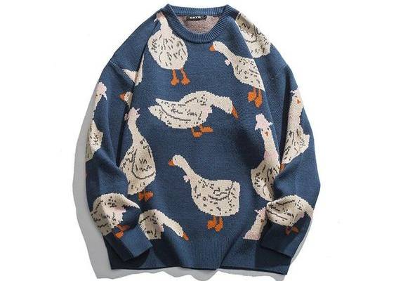 ❗ Please strictly follow measurements in the size chart. ❗ Please make sure that you order a size which will fit you. --- ☁ Comfy and aesthetic goose pattern sweater. Our animal print sweater will be a great addition to your looks. This streetwear pullover looks perfect for all seasons. Great for parties and casual wear! You will look incredible wearing this knitted sweater and you will not be able to count the number of compliments you will receive. This product can be an amazing gift for her o