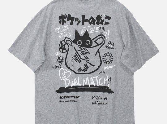 DetailsTheme: Japanese Kanji Painting PrintedSkin Feeling: Soft, Comfortable, Fit Good,Pattern Type: CartoonMaterial: CottonCollar: O-Neck