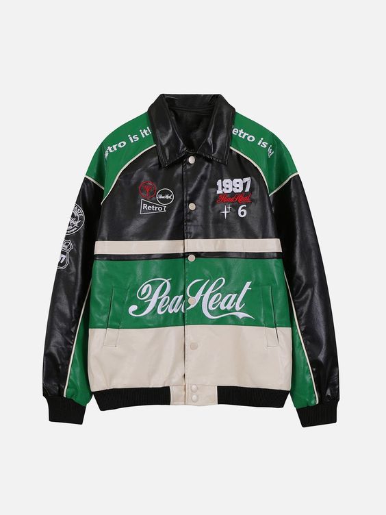This is all about the fashion cultures’ collision. Whether you like Racing culture, Vintage style, or just a sense of fashion. Galloping on the road, free and uninhibited. The jackets are constantly being broken, deconstructed, and reorganized in the new era to form new styles and fashion cycles.Maybe you will like this Letter-Embroidered Racing Jacket.Material: Polyester 100%,PU.Clothing details: Stitching Color.MODEL INFOFemale 5’4 (162cm) 110 lbs (50kg) Size: S (Oversize Style)Male 5’10 (178c