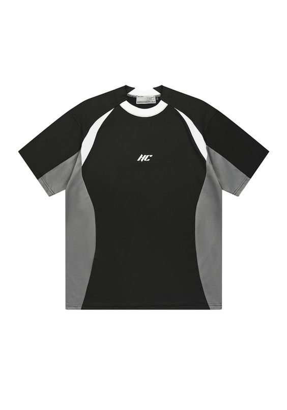 Color Blocked Mesh Paneling Jersey T-shirt