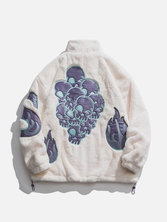 It’s time to update your inventory with our selection of coats. This Skull Embroidery Sherpa Winter Coat brings you strong fashion trends, it features the skull pattern to decorate. The combination of comfort and chic, you definitely cannot miss. Product specifications: Produced by top brand partner suppliers. Three screening and review processes to ensure product quality. High-quality fabric: Polyester(100%). Clothing details: Skull Embroidery. MODEL INFOFemale 5’4 (162cm) 110 lbs (50kg) Si