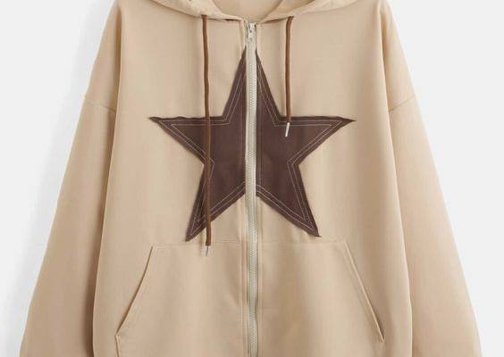 Khaki Casual Collar Long Sleeve Fabric Geometric Zip Up Embellished Non-Stretch  Women Clothing