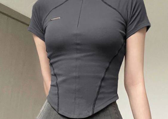 Stitch Detail Short Sleeve Top - fairypeony