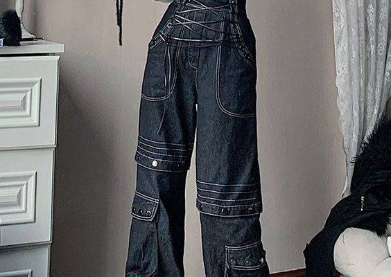 Lace -UP Suspenders Jeans --WSW