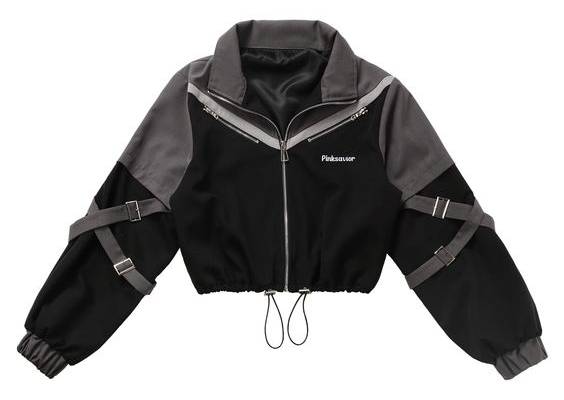 This price is for a jacket only, others are not included. Dress / Top Details:Contrast Trim / Zip ClosureFabric:ViscoseMaterial:Polyester / SpandexSleeves:Elastic Cuffs  	 		 			Size 			S 			M 			L 		 		 			Shoulders 			39 			40 			41 		 		 			Bust 			107 			111 			115 		 		 			Sleeve Length 			62 			63.5 			65 		 		 			Full Length 			46 			48 			50