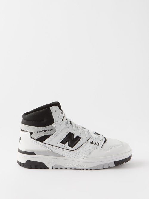 New Balance – Bb650 Leather High-top Trainers – Mens – White Black