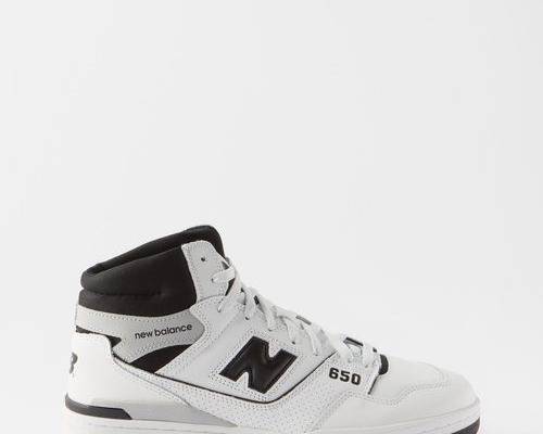 New Balance - Bb650 Leather High-top Trainers - Mens - White Black