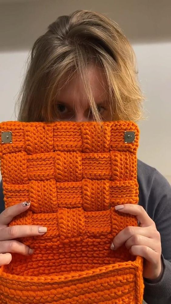 Crochet Orange handmade bag original pattern