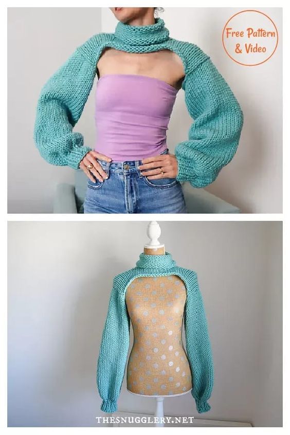 Bolero Shrug Sleeves Free Knitting Pattern and Video Tutorial