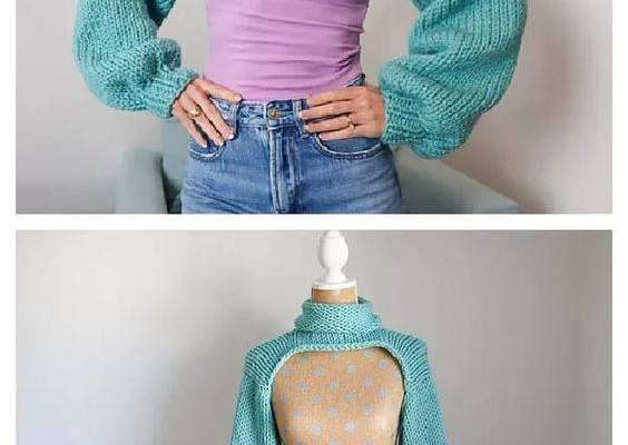 Bolero Shrug Sleeves Free Knitting Pattern and Video Tutorial