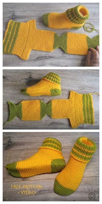 Easy Knit One Piece Slippers Free Knitting Pattern   Video – Knitting Pattern