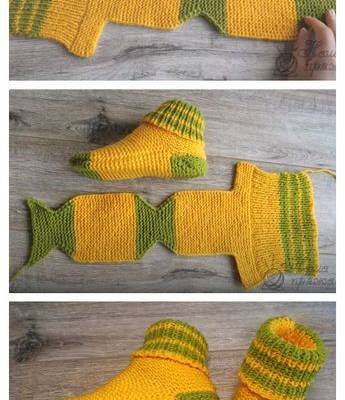 Easy Knit One Piece Slippers Free Knitting Pattern   Video - Knitting Pattern