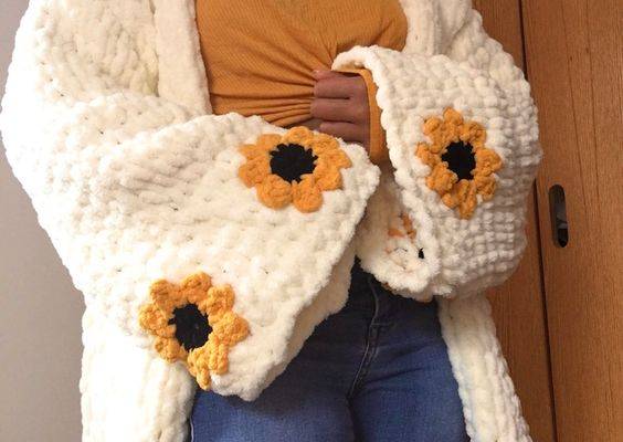 PDF PATTERN for the Sunflower Cardigan Finger Knitting - Etsy