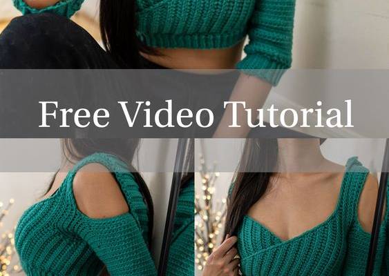 Crochet Long Sleeve Wrap Crop Top Hoodie