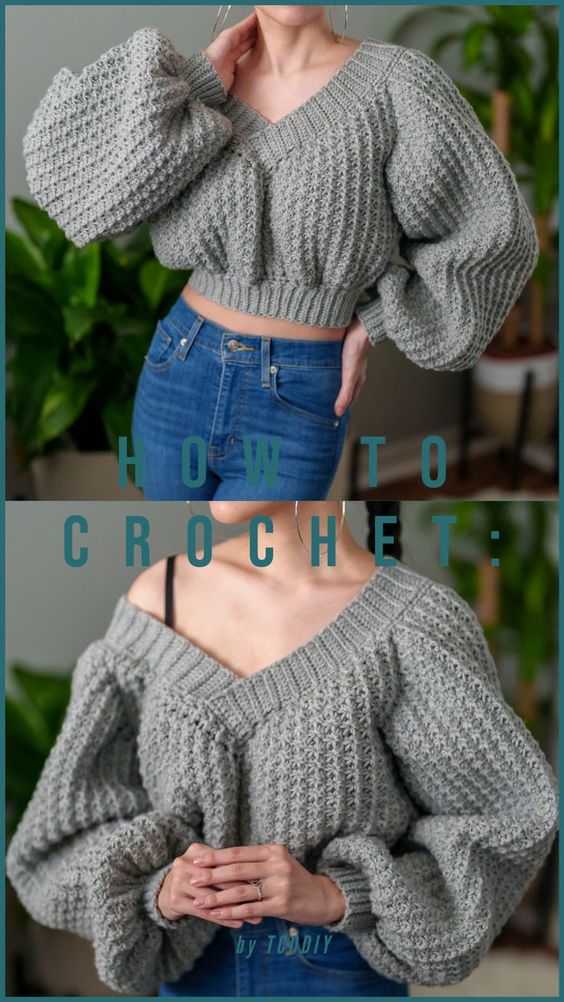 Crochet Balloon Sleeve Sweater Pattern by TCDDIY