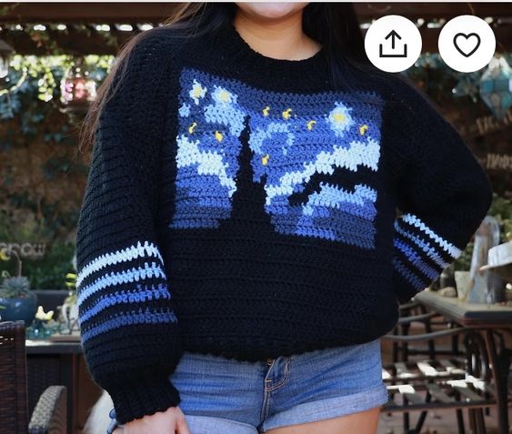Starry Night Sweater Crochet Pattern – Etsy