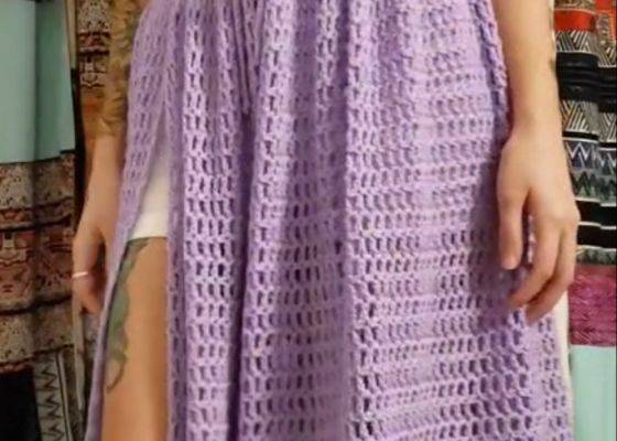 How To Crochet A Gathered Mesh Skirt - YouTube