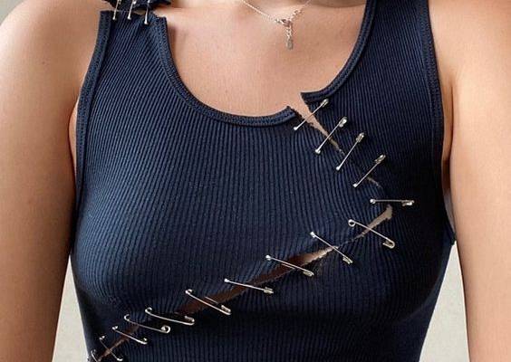 Reworked Zig Zag Safety Pin Top | Etsy