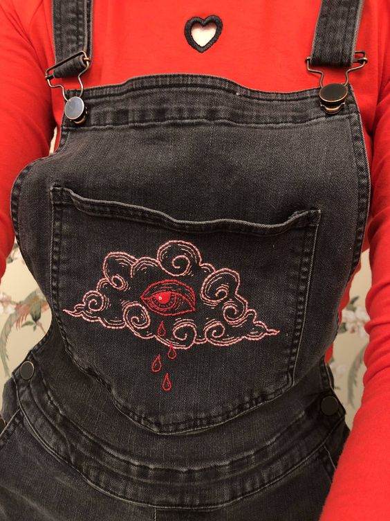 Embroidered some thrift store overalls!
