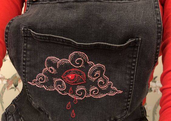 Embroidered some thrift store overalls!