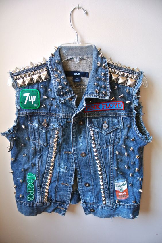 Super Custom Denim Studded Patched Vest by Moon Shine Apparel …