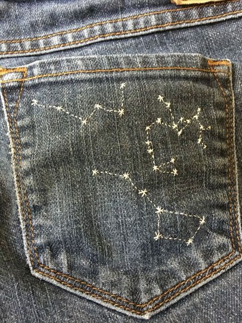 Jean star constellation on back pocket