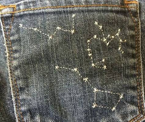 Jean star constellation on back pocket