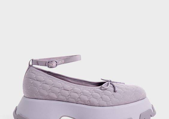 Lilac Recycled Polyester Bow Ballerinas - CHARLES