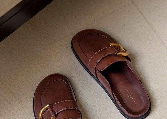 Gabine buckled leather loafer mules