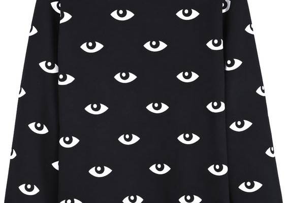 Black Long Sleeve Eyes Print Loose Sweatshirt