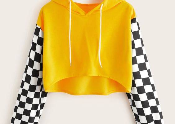 Is That The New Contrast Checker Sleeve Dip Hem Drawstring Hoodie ??