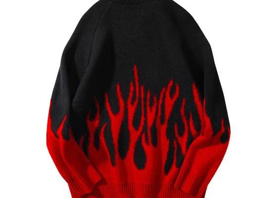 Pull Vintage à col rond avec motif de flamme Ce Pull Vintage est un vêtement idéal pour les personnes qui aiment l'originalité et la mode des années 70. Fabriqué dans un tissu doux, ce pull vous permettra de créer un look chic et élégant tout en gardant un style unique. Les couleurs chaudes et vives du motif de flamme complètent parfaitement le style vintage du pull et donnent une touche supplémentaire à votre allure. Ce pull est parfait pour toutes les occasions et une variété de styles vestime