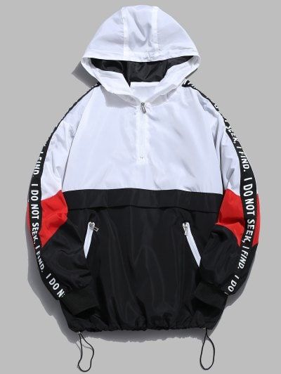 $5 off $50 Sale Special for New Users.Contrast Half Zip Graphic Striped Hoodie