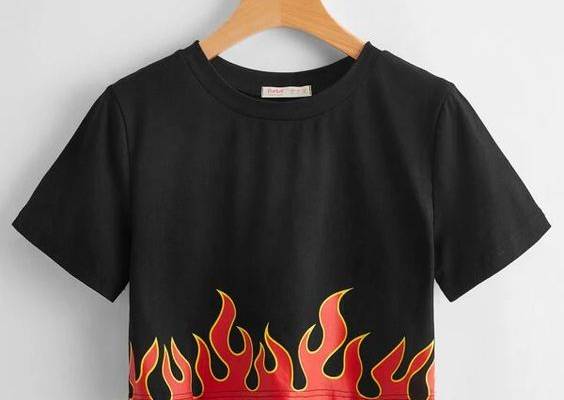 Black Friday 2020 | Fire Graphic Crop Top | ROMWE USA