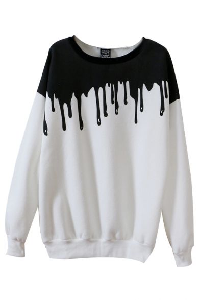 Color Block Round Neck Long Sleeve Sweatshirt