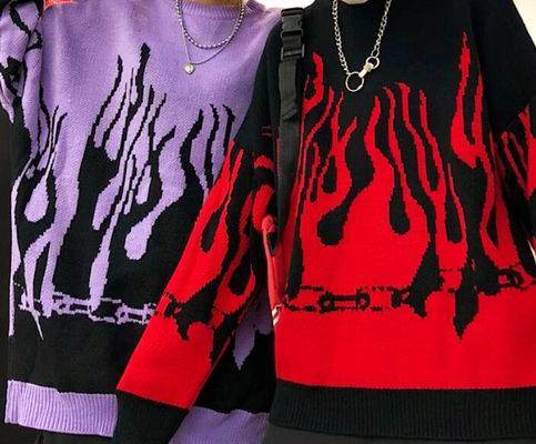 Purple/Red Cyber Punk Flame Jumper Sweater