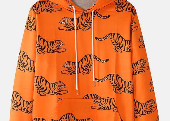 Mens Cartoon Tiger Print Long Sleeve Pocket Orange Drawstring Hoodies Decoration: Hood,Pocket Fit Type: Loose Fit Material: Polyester Neckline: Hooded Pattern Type: Animal,Cartoon Scene: Leisure,Home,Casual Season: Spring,autumn Size: M,XXL,L,XL Sleeve: Long Sleeve Style: Casual Thickness: Regular Precise details: Description: Decoration:Hood,Pocket Fit Type:Loose Fit Material:Polyester Neckline:Hooded Pattern Type:Animal,Cartoon Scene:Leisure,Home,Casual Season:Spring,Autumn Size:M,XXL,L,XL Sle