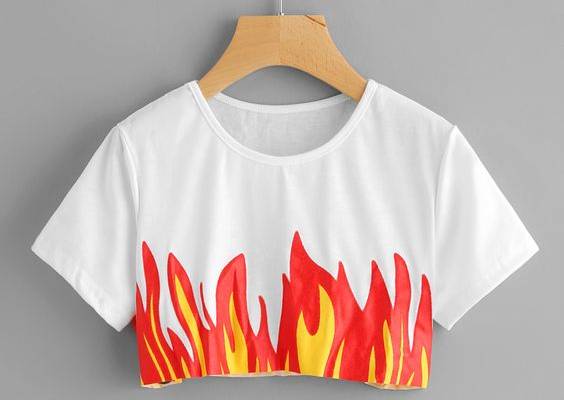 Fire Print Crop Tee