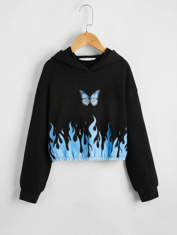 SHEIN Girls Drop Shoulder Butterfly