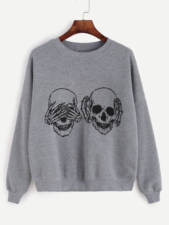 Shop Skull Print Drop Shoulder Sweatshirt online. SheIn offers Skull Print Drop Shoulder Sweatshirt