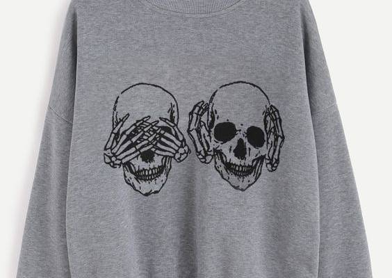 Shop Skull Print Drop Shoulder Sweatshirt online. SheIn offers Skull Print Drop Shoulder Sweatshirt