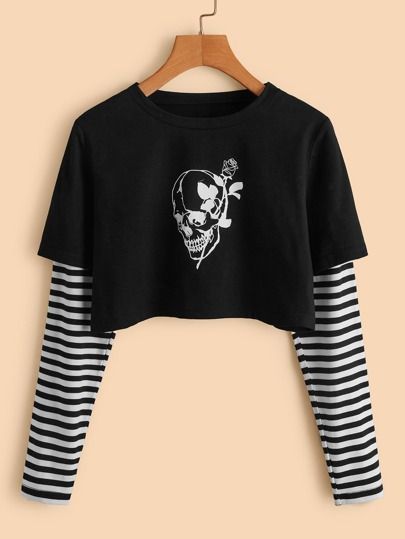 Is That The New 2 In 1 Skull Graphic Striped Crop Tee ??